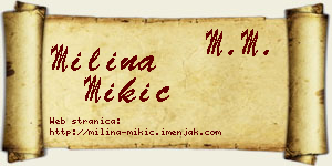 Milina Mikić vizit kartica